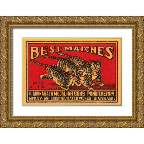 Three Tiger - Best Matches Gold Ornate Wood Framed Art Print with Double Matting by Phillumenart