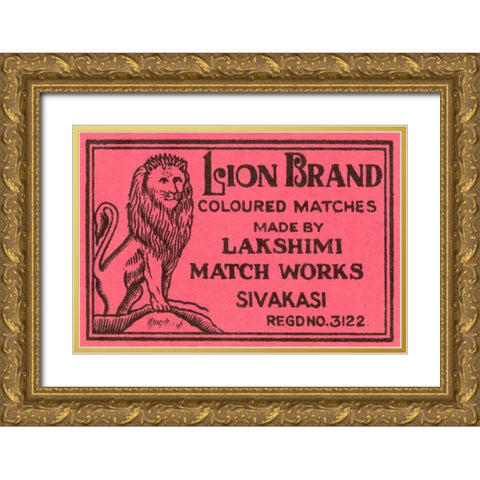 Lion Brand Coloured Matches Gold Ornate Wood Framed Art Print with Double Matting by Phillumenart