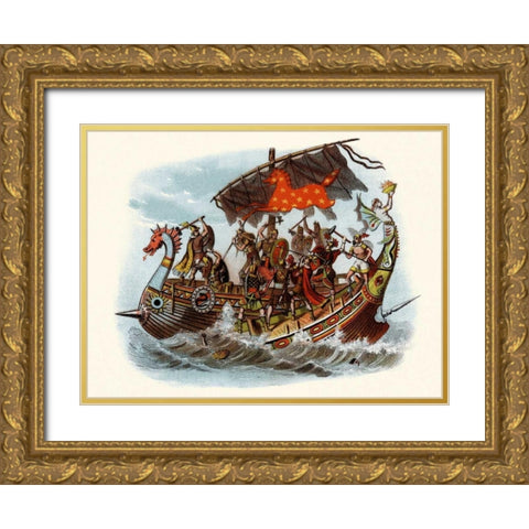 War Gold Ornate Wood Framed Art Print with Double Matting by Unknown