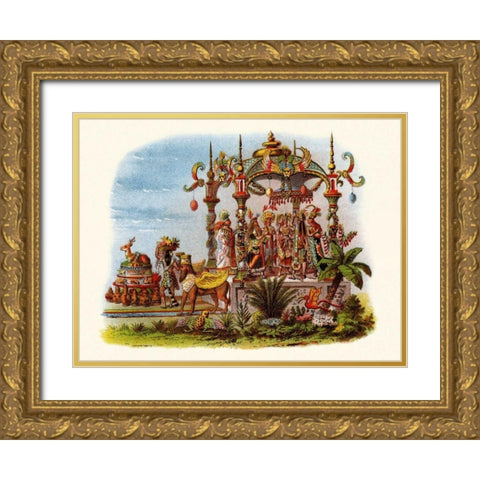 Marriage - Mardi Gras Parade Float Design Gold Ornate Wood Framed Art Print with Double Matting by Unknown