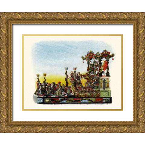 Theatre - Mardi Gras Parade Float Design Gold Ornate Wood Framed Art Print with Double Matting by Unknown