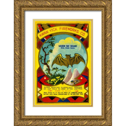 Golden Bat Firecrackers Gold Ornate Wood Framed Art Print with Double Matting by Unknown