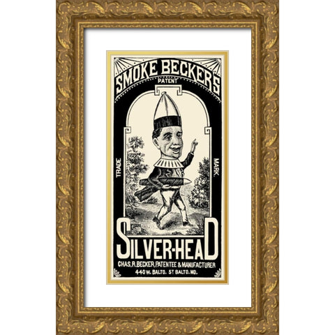 Smoke Beckers Silver-Head Gold Ornate Wood Framed Art Print with Double Matting by Vintage Booze Labels