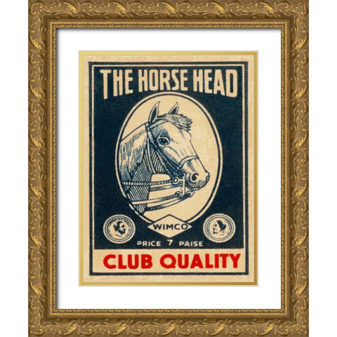 Horse Head Club Quality Matches Gold Ornate Wood Framed Art Print with Double Matting by Phillumenart