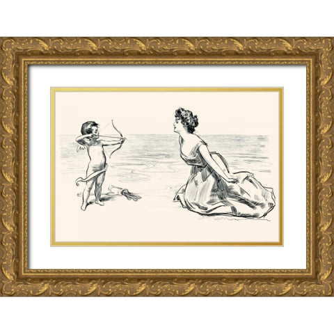 Big Game Gold Ornate Wood Framed Art Print with Double Matting by Gibson, Charles Dana