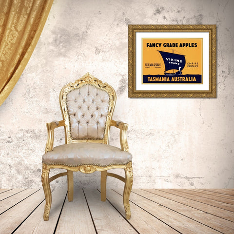 Viking Brand Fancy Grade Apples Gold Ornate Wood Framed Art Print with Double Matting by Retrolabel