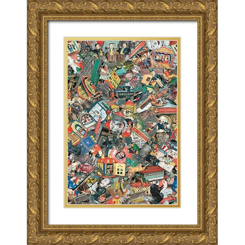 Cast Iron Mechanical Banks 2 Gold Ornate Wood Framed Art Print with Double Matting by Jones, Bill