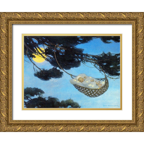 Boy in Hassoc Tree Gold Ornate Wood Framed Art Print with Double Matting by Smith, Jesse Willcox
