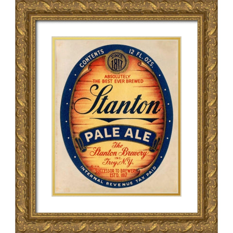 Stanton Pale Ale Beer Gold Ornate Wood Framed Art Print with Double Matting by Vintage Booze Labels