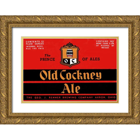Old Cockney Ale Gold Ornate Wood Framed Art Print with Double Matting by Vintage Booze Labels