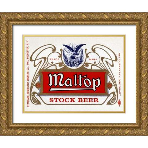 Maltop Stock Beer Gold Ornate Wood Framed Art Print with Double Matting by Vintage Booze Labels