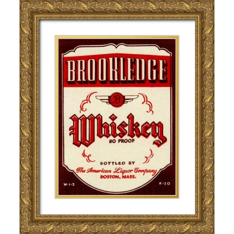 Brookledge Whiskey Gold Ornate Wood Framed Art Print with Double Matting by Vintage Booze Labels