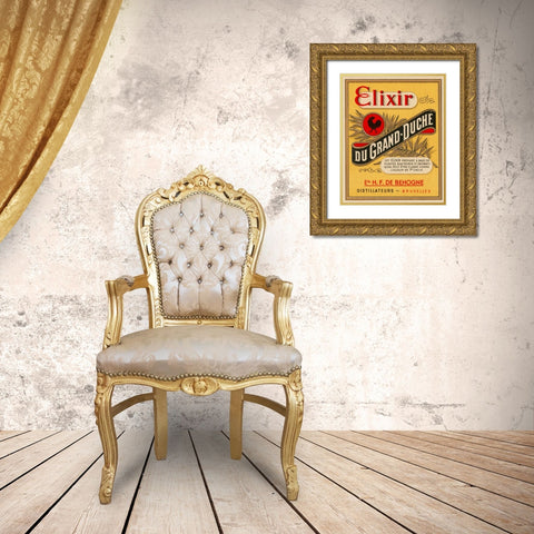 Elixir du Grand - Duche Gold Ornate Wood Framed Art Print with Double Matting by Vintage Booze Labels