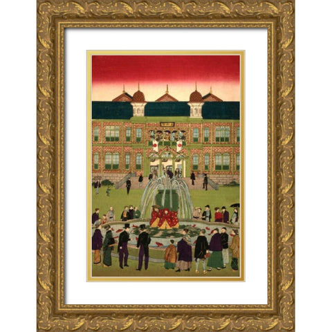 Second national industrial exhibition at Ueno Park  #2 Gold Ornate Wood Framed Art Print with Double Matting by Hiroshige, Utagawa