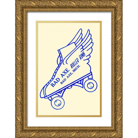 Bad Axe Roller Rink Gold Ornate Wood Framed Art Print with Double Matting by Retrorollers