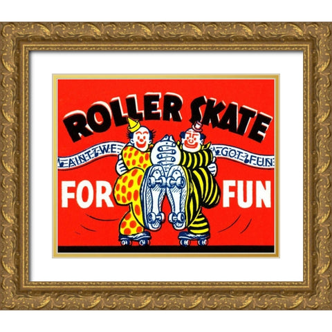 Roller Skate For Fun Gold Ornate Wood Framed Art Print with Double Matting by Retrorollers