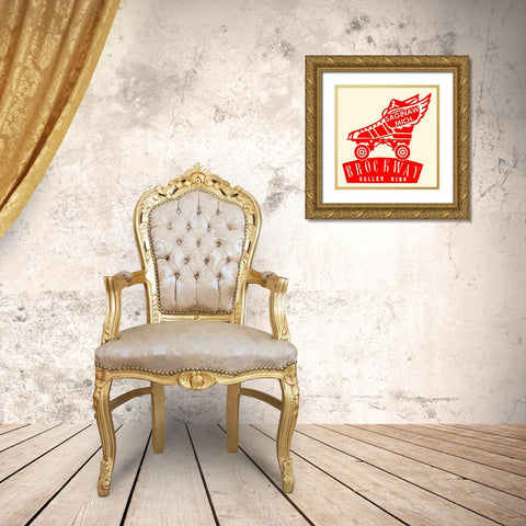 Brockway Roller Rink Gold Ornate Wood Framed Art Print with Double Matting by Retrorollers