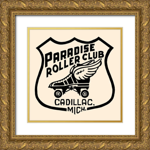 Paradise Roller Club Gold Ornate Wood Framed Art Print with Double Matting by Retrorollers