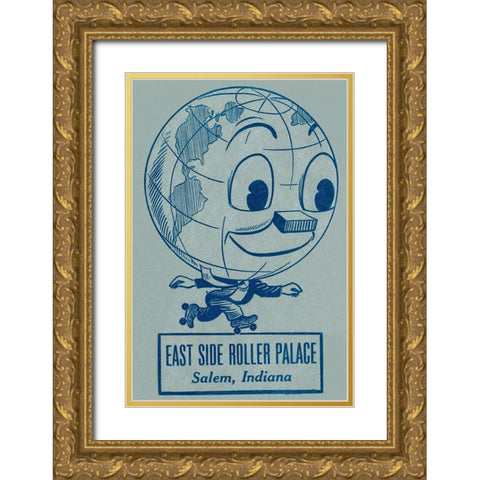East Side Roller Palace Gold Ornate Wood Framed Art Print with Double Matting by Retrorollers