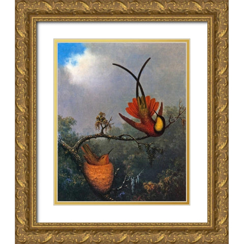 Crimson Topaz Gold Ornate Wood Framed Art Print with Double Matting by Heade, Martin Johnson