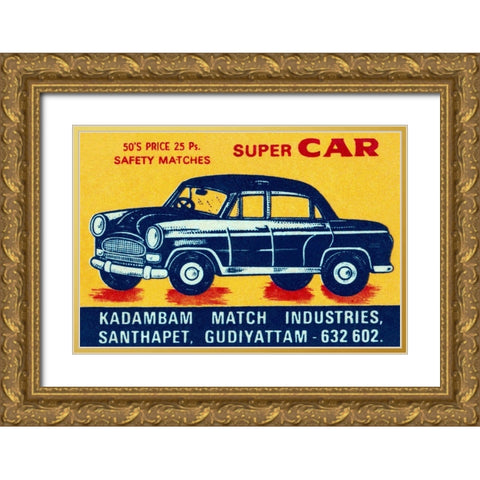 Super Car Matches Gold Ornate Wood Framed Art Print with Double Matting by Phillumenart