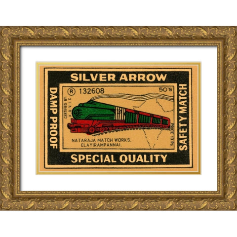 Silver Arrow Safety Matches Gold Ornate Wood Framed Art Print with Double Matting by Phillumenart