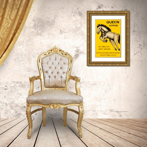 Queen Horse Matches Gold Ornate Wood Framed Art Print with Double Matting by Phillumenart