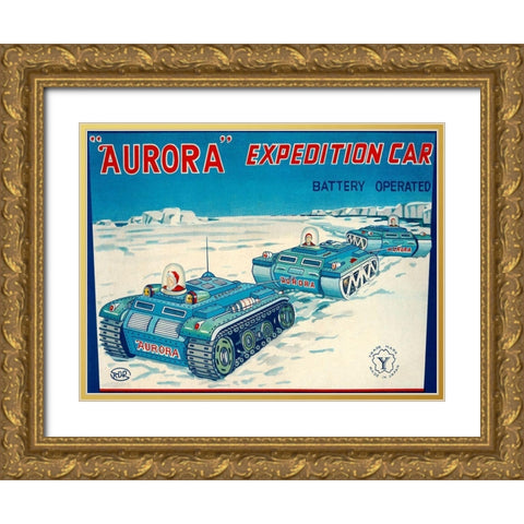 Aurora Expedition Car Gold Ornate Wood Framed Art Print with Double Matting by Retrotrans