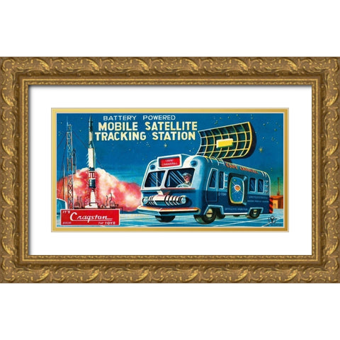 Mobile Satellite Tracking Station Gold Ornate Wood Framed Art Print with Double Matting by Retrotrans