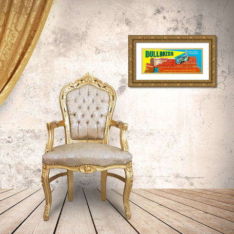 Robotrac Bulldozer Gold Ornate Wood Framed Art Print with Double Matting by Retrotrans