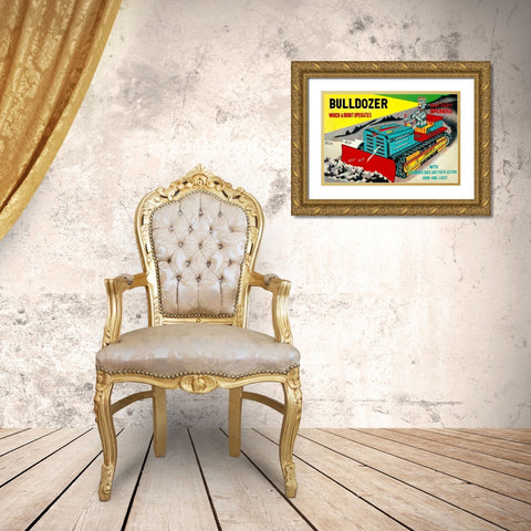 Bulldozer Which a Robot Operates Gold Ornate Wood Framed Art Print with Double Matting by Retrotrans