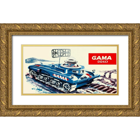 Gama 9940 Space Tank Gold Ornate Wood Framed Art Print with Double Matting by Retrotrans