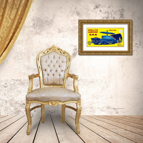 Satellite Launching Car A2 Gold Ornate Wood Framed Art Print with Double Matting by Retrotrans