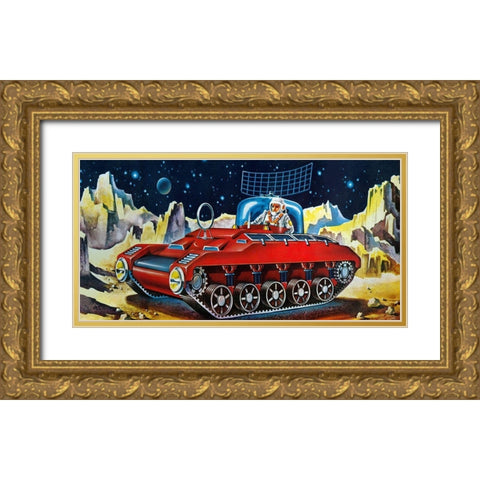 Space Exploration Tank Gold Ornate Wood Framed Art Print with Double Matting by Retrotrans