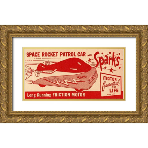 Space Rocket Patrol Car Gold Ornate Wood Framed Art Print with Double Matting by Retrotrans