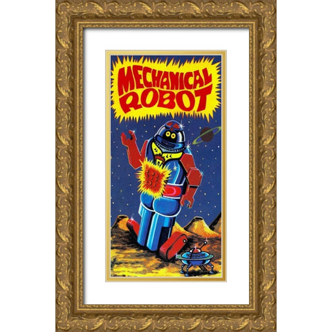 Mechanical Robot Gold Ornate Wood Framed Art Print with Double Matting by Retrobot