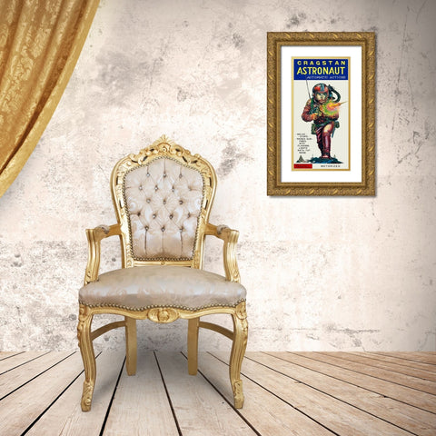 Cragstan Astronaut Automatic Actions Gold Ornate Wood Framed Art Print with Double Matting by Retrobot