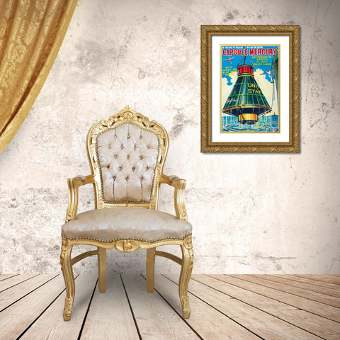 Capsule Mercury Gold Ornate Wood Framed Art Print with Double Matting by Retrorocket