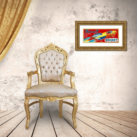 Round Rocket Gold Ornate Wood Framed Art Print with Double Matting by Retrorocket