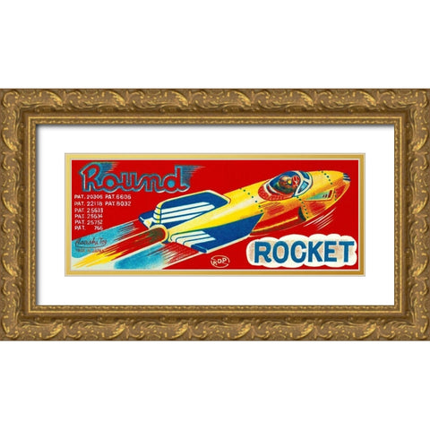 Round Rocket Gold Ornate Wood Framed Art Print with Double Matting by Retrorocket
