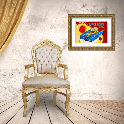 Space Scout S-17 Gold Ornate Wood Framed Art Print with Double Matting by Retrorocket