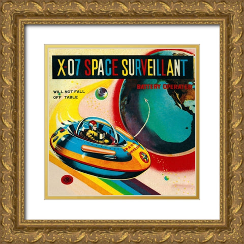 X-07 Space Surveillant I Gold Ornate Wood Framed Art Print with Double Matting by Retrorocket
