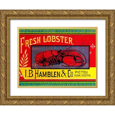 Fresh Lobster Gold Ornate Wood Framed Art Print with Double Matting by Retrolabel
