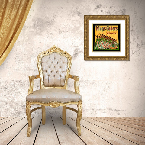 Kings Cadets California Green Asparagus Gold Ornate Wood Framed Art Print with Double Matting by Retrolabel