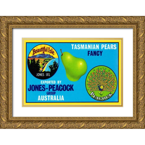 Jones-Peacock Tasmanian Pears Gold Ornate Wood Framed Art Print with Double Matting by Retrolabel