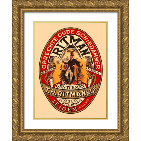 Gentleman Liquor Gold Ornate Wood Framed Art Print with Double Matting by Retrolabel