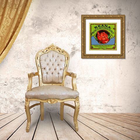 Keana Rose Flavoured Syrup Gold Ornate Wood Framed Art Print with Double Matting by Retrolabel