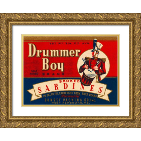 Drummer Boy Smoked Sardines Gold Ornate Wood Framed Art Print with Double Matting by Retrolabel