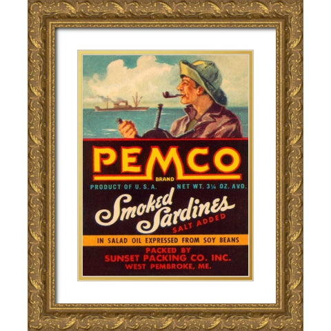 Remco Smoked Sardines Gold Ornate Wood Framed Art Print with Double Matting by Retrolabel