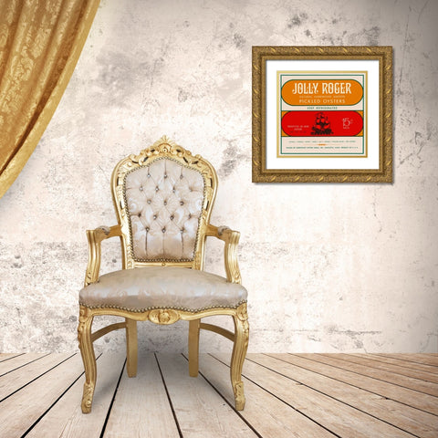Jolly Roger Pickled Oysters Gold Ornate Wood Framed Art Print with Double Matting by Retrolabel